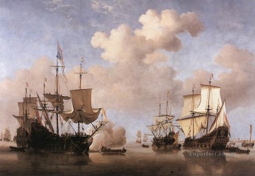  barco - Los tranquilos barcos holandeses llegan a fondear marine Willem van de Velde el Joven
